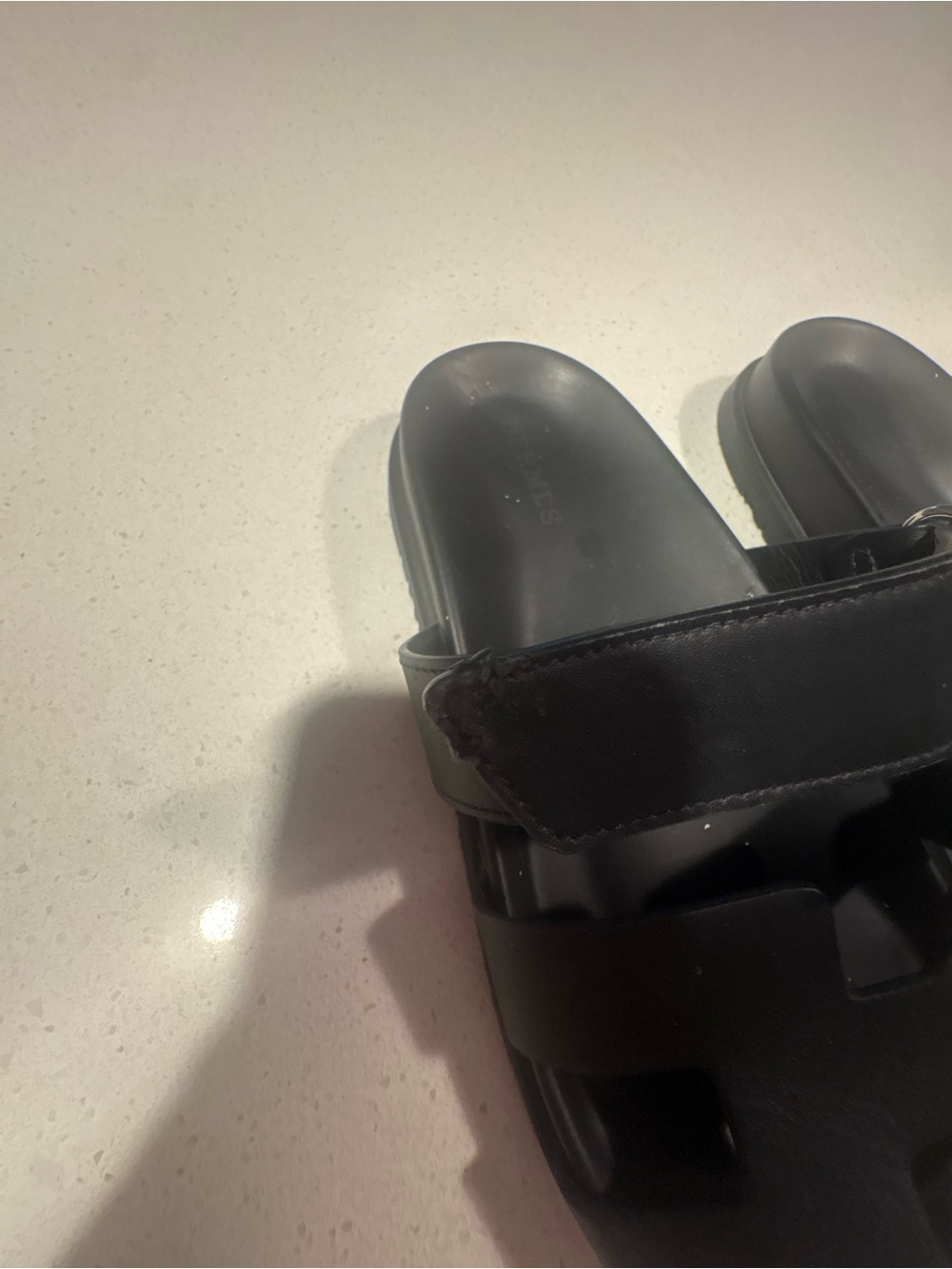 Women Hermes chypre Black Slide Sandals - - Picture 2 of 7
